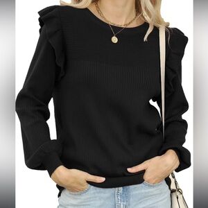 Deep Self Black Ruffled Sweater